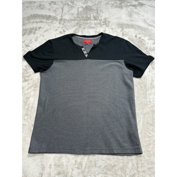 Guess Other - Guess Polo Shirt Men's Medium Black Gray Short Sleeve 2 Tone Button EUC